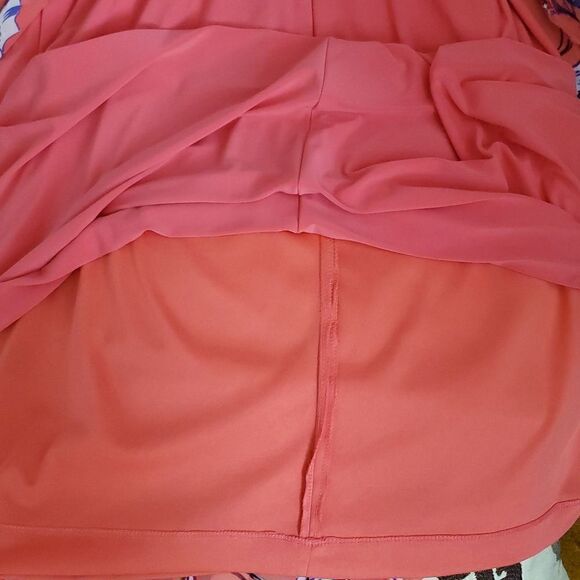 Jessica Howard Floral Coral Dress.  Sleeveless. Overlay of dress is open down ba - Picture 15 of 15